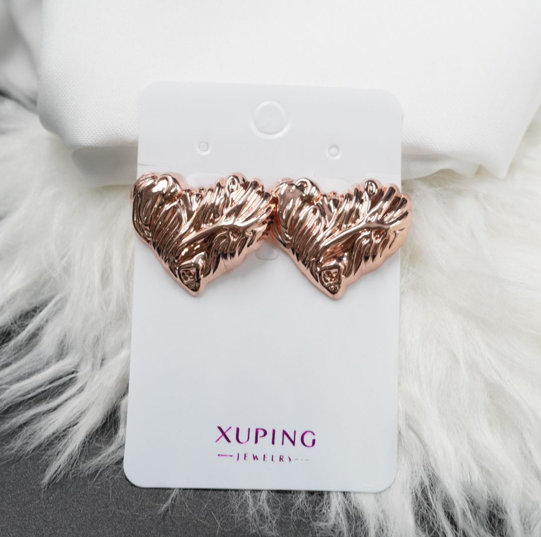 Miniatura 3 de ARETE RODIO CORAZON RAYITAS ROSADO